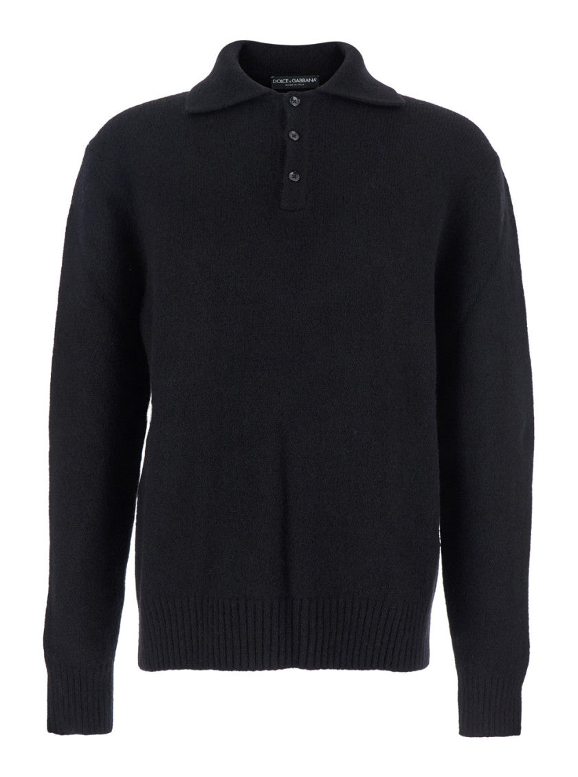 Black Polo Collar Sweater 1