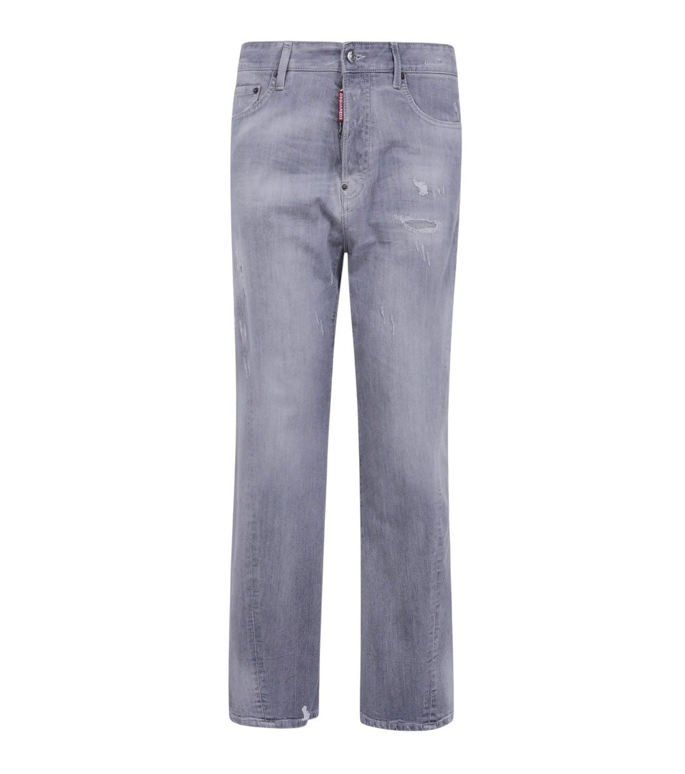 Grey Loose Distressed Jeans 1