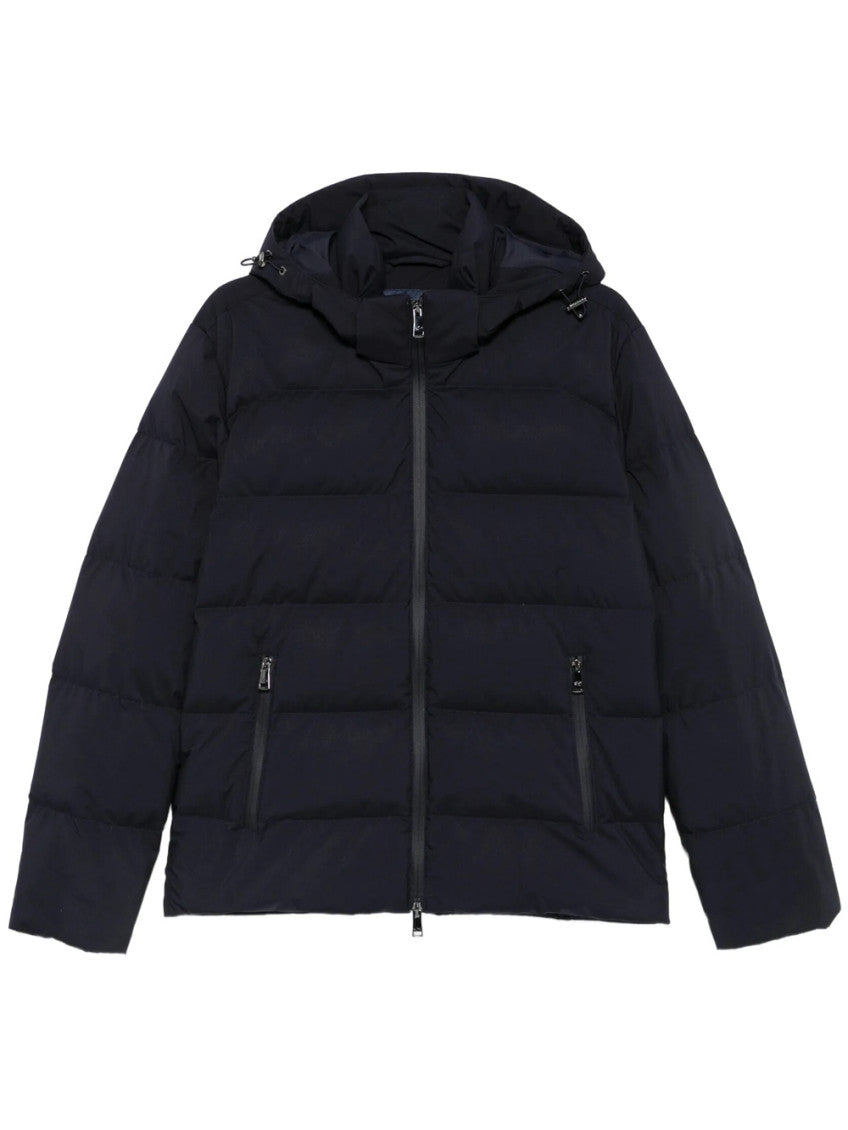 Navy Blue Quilted Hood Jacket 1