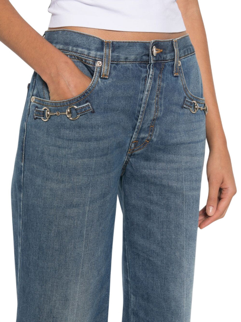 Blue Flared Mid Rise Jeans 3