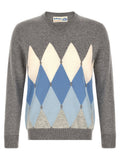 Grey Geometric V Neck Sweater 1