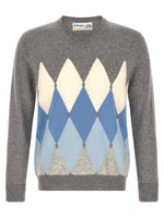 Grey Geometric V Neck Sweater 1