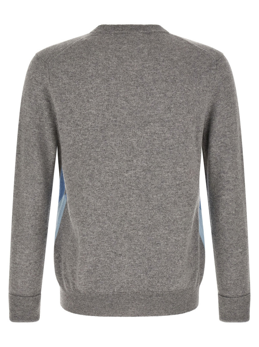 Grey Geometric V Neck Sweater 2