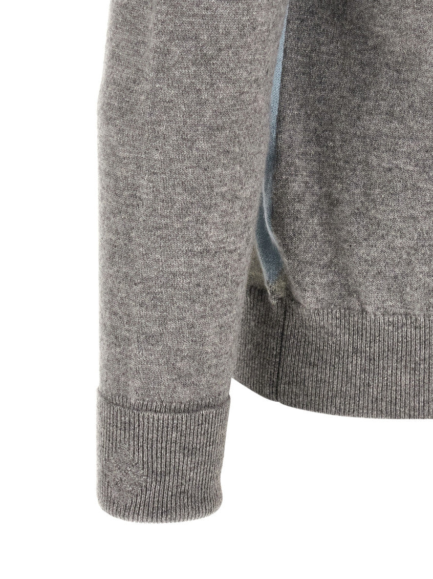 Grey Geometric V Neck Sweater 4