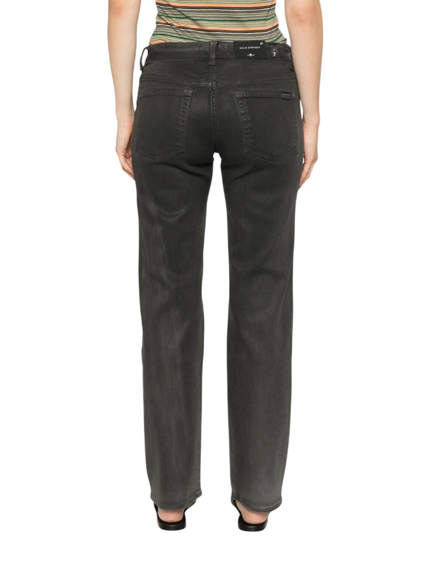 Grey Straight Mid Rise Jeans 2