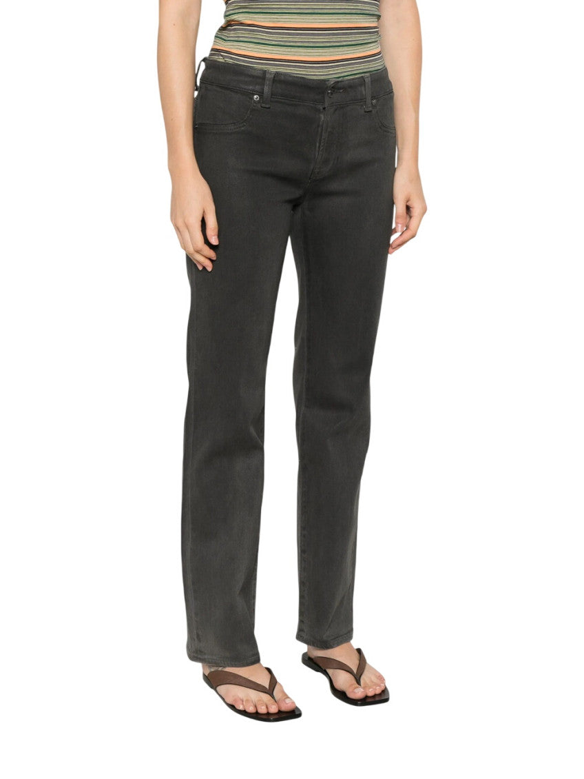 Grey Straight Mid Rise Jeans 4