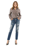 Blue Straight Mid Rise Jeans 1