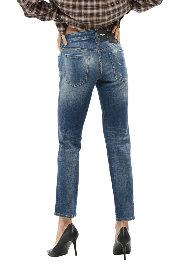 Blue Straight Mid Rise Jeans 2