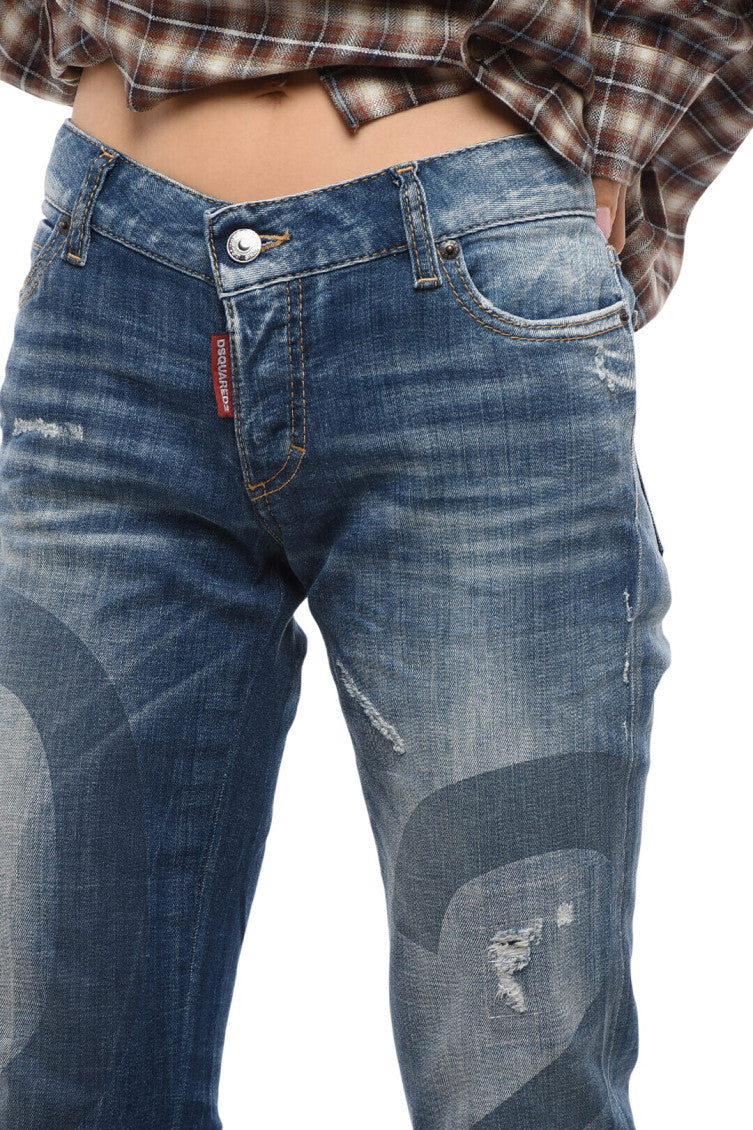 Blue Straight Mid Rise Jeans 3