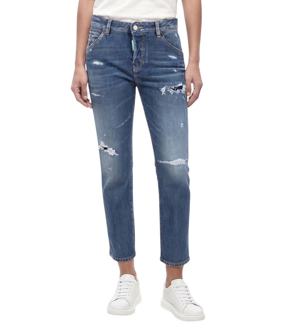 Blue Slim Mid Rise Jeans 3