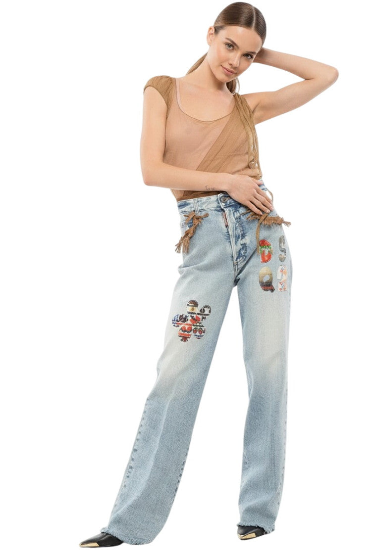 Sky Blue Flared Mid Rise Jeans 1