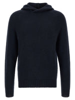 Blue Relaxed Knitted Hoodie 1