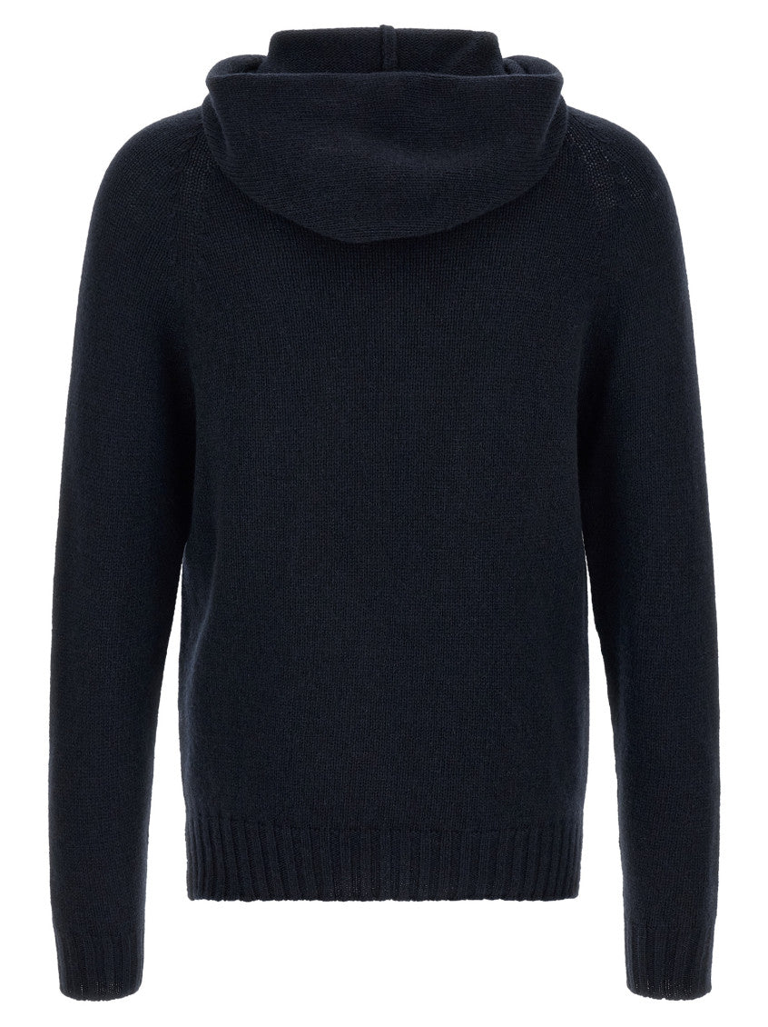 Blue Relaxed Knitted Hoodie 2