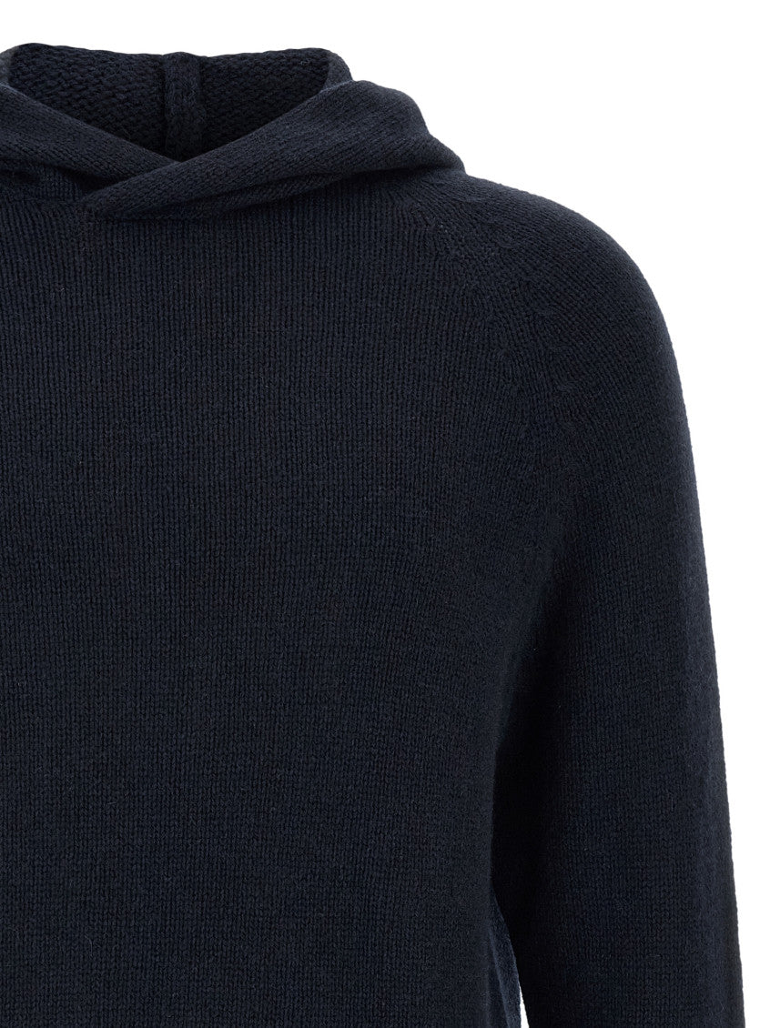 Blue Relaxed Knitted Hoodie 3