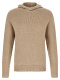 Beige Relaxed Knitted Hoodie 1