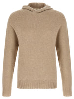 Beige Relaxed Knitted Hoodie 1