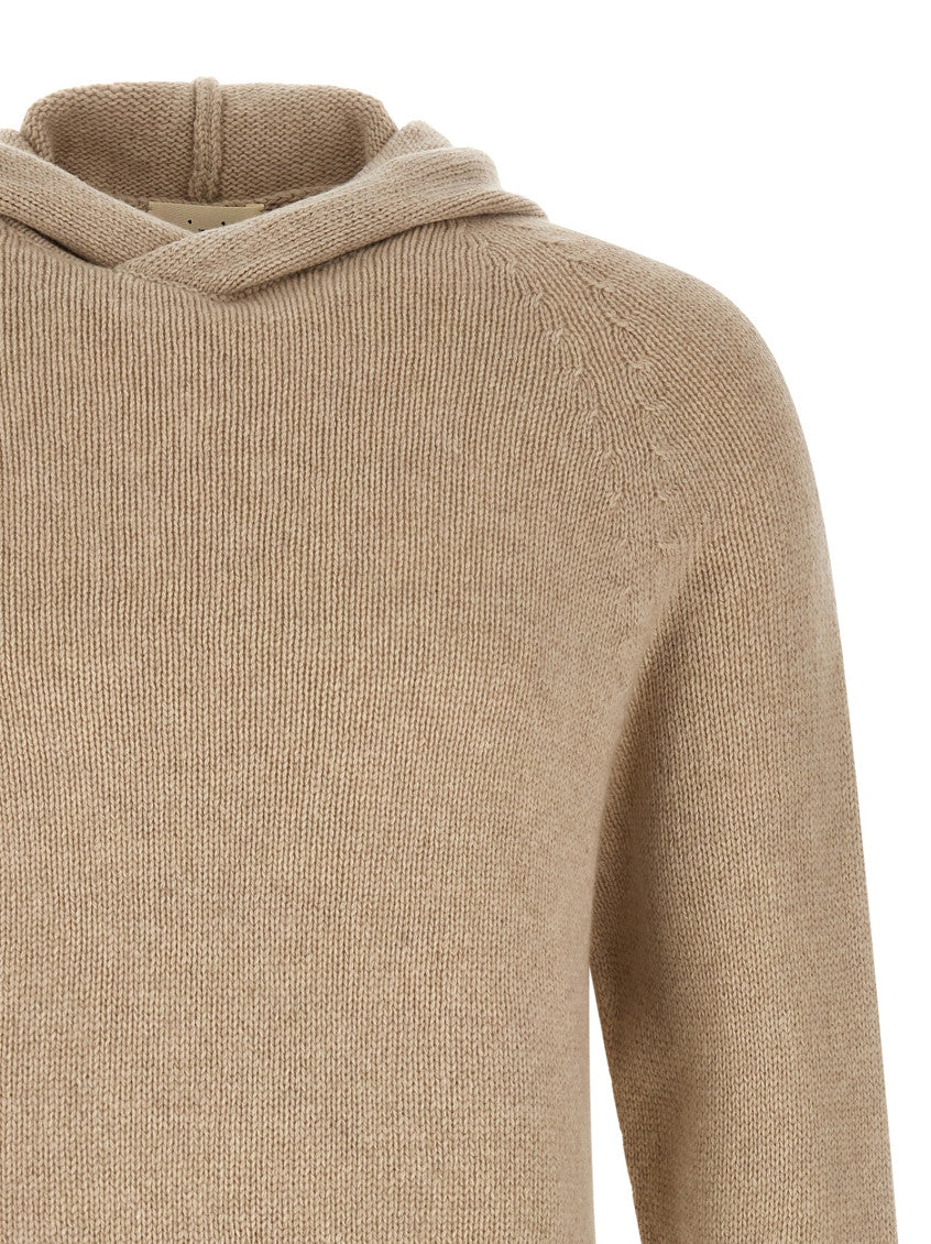 Beige Relaxed Knitted Hoodie 3