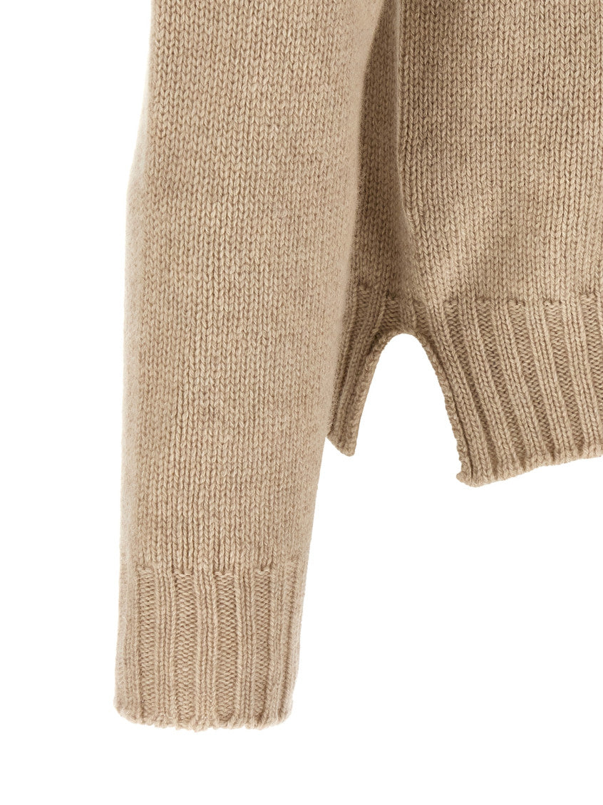Beige Relaxed Knitted Hoodie 4