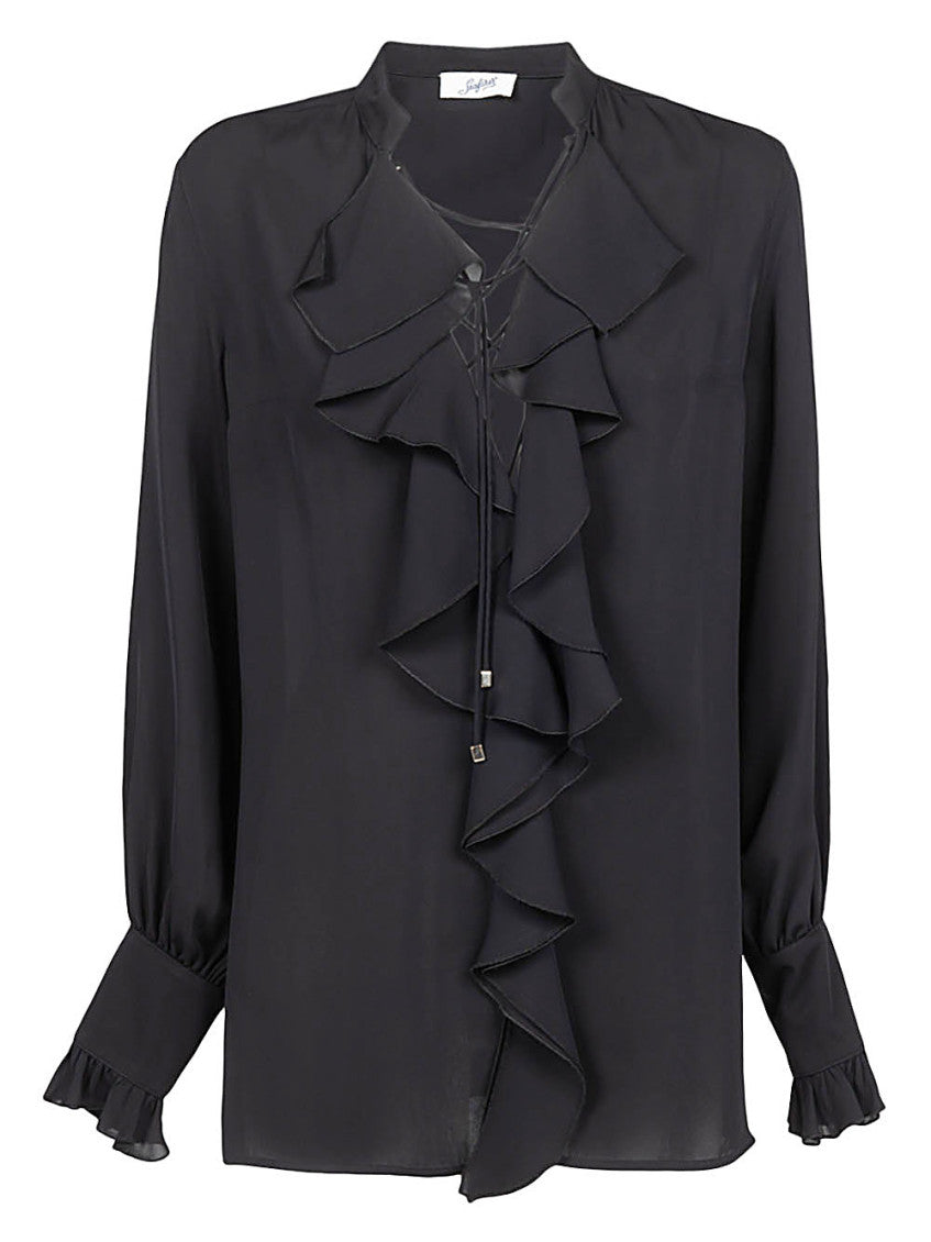 Black Long sleeve ruched shirt 1