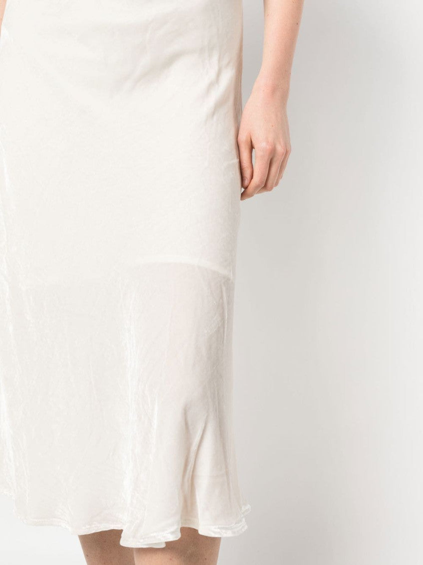 Light Grey Velvet flared midi skirt 3