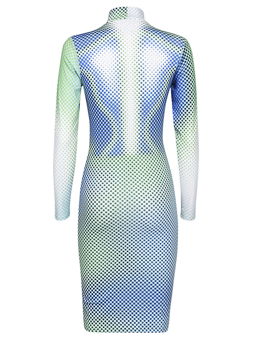 Blue Digitally print fitted short dress 2