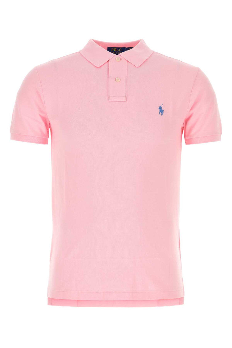 Pink Embroidered logo polo shirt 1