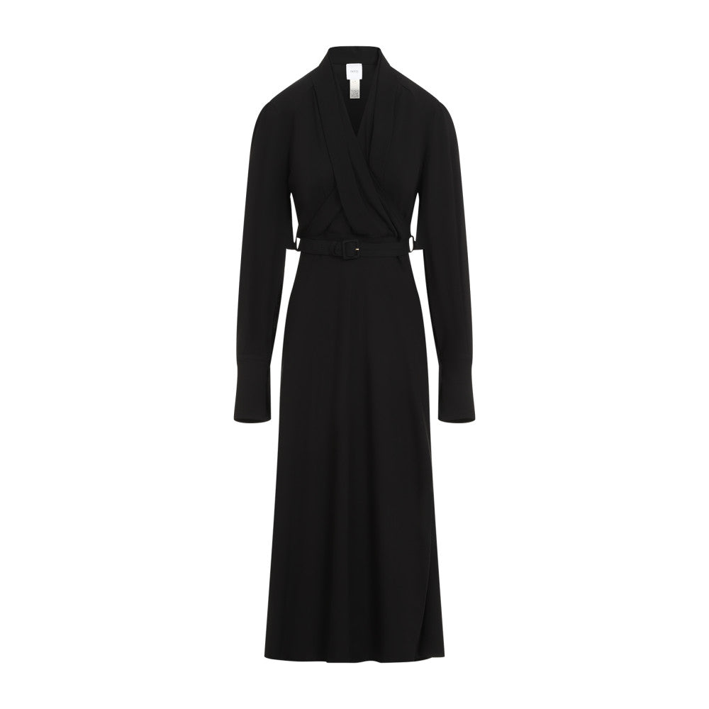 Black Draped Maxi Day Dress 1