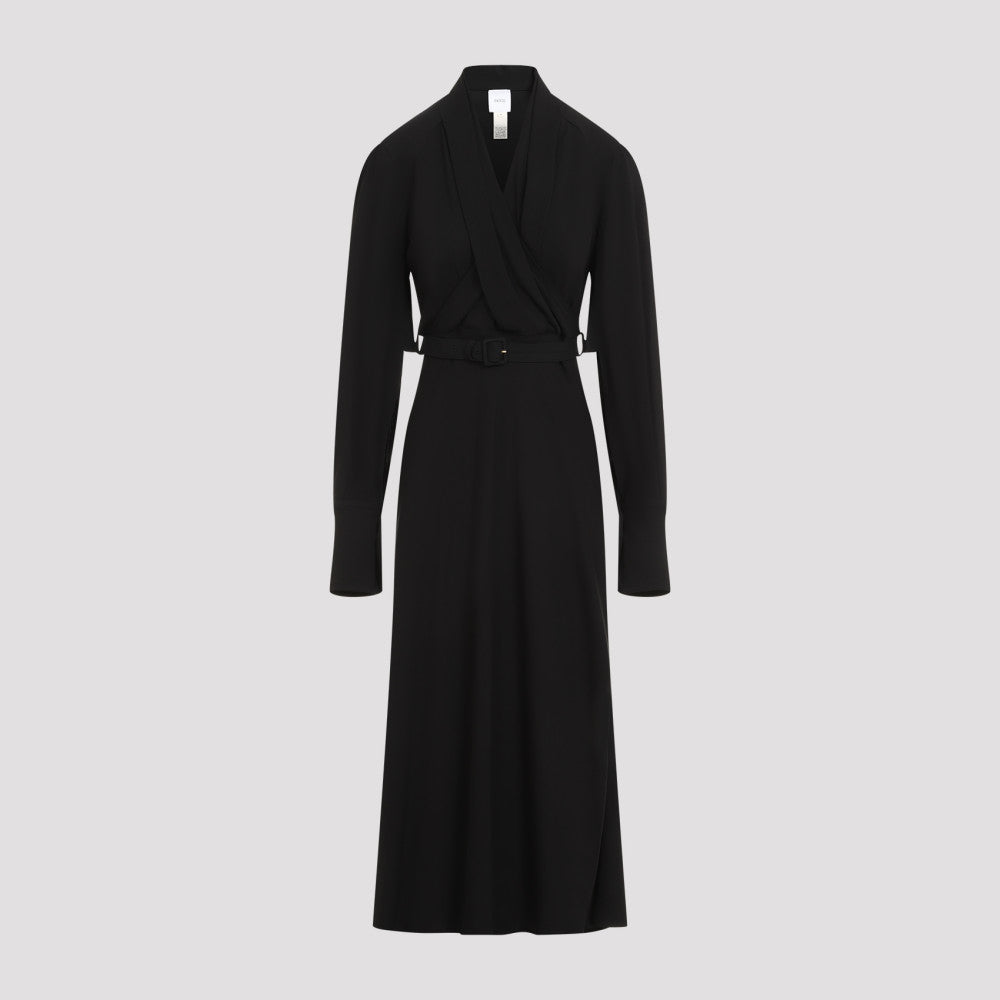Black Draped Maxi Day Dress 2