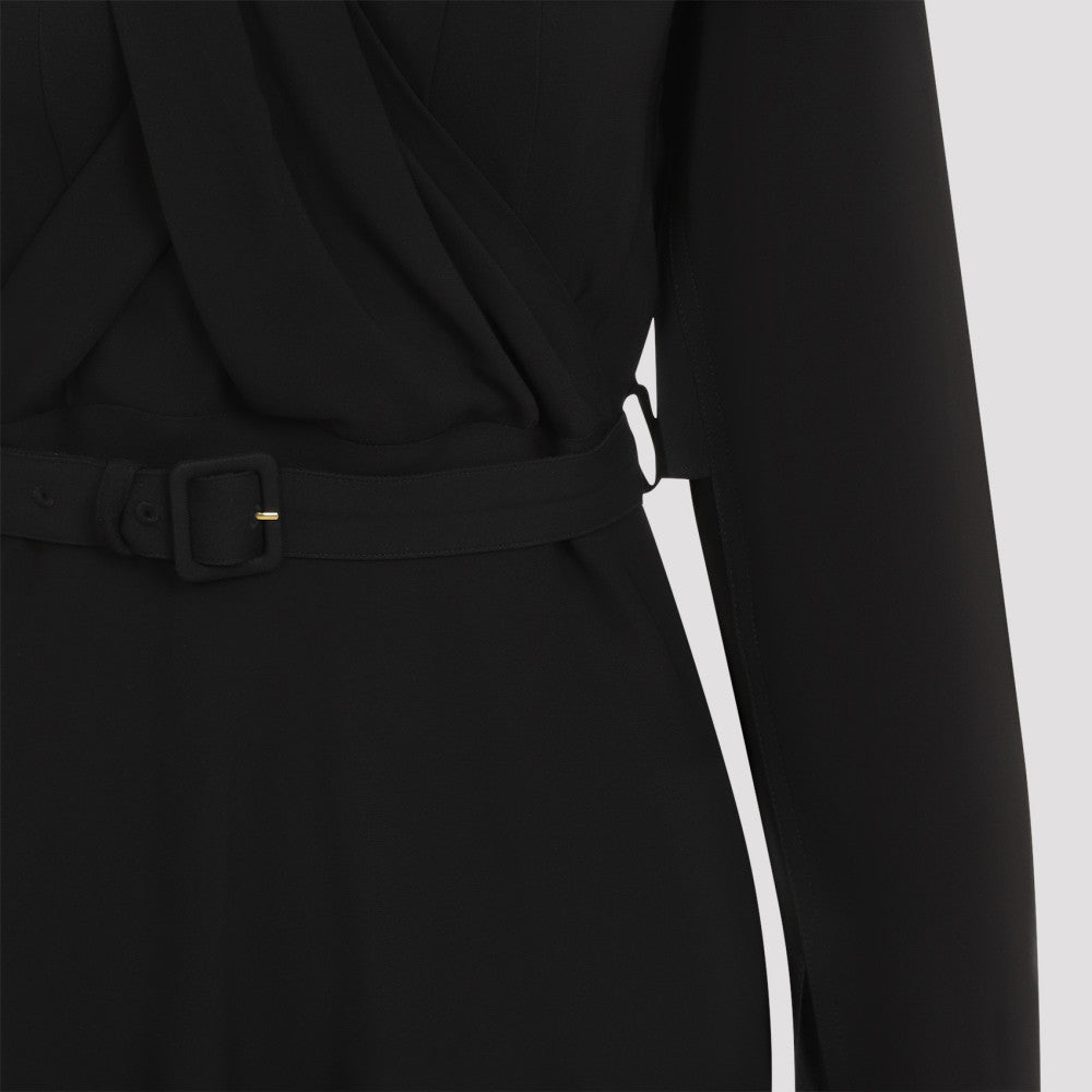 Black Draped Maxi Day Dress 5