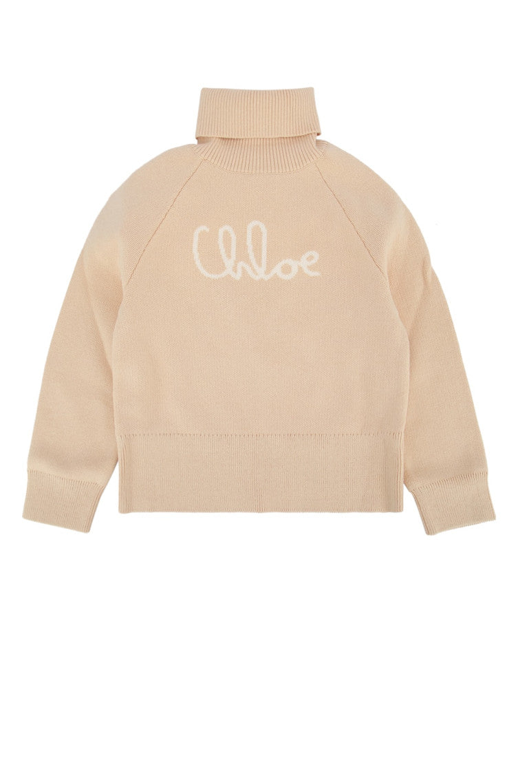 Beige Pink Logo Sweater 1