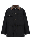Black Solid Shirt Collar Jacket 1