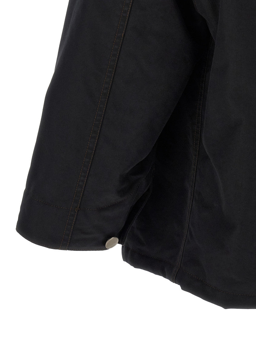 Black Solid Shirt Collar Jacket 4