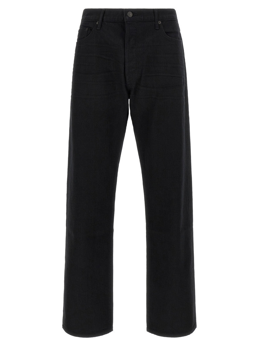 Black Straight Mid Rise Jeans 1