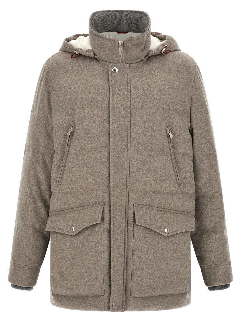 Beige Solid Hooded Jacket 1