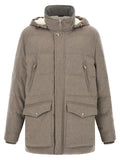 Beige Solid Hooded Jacket 1