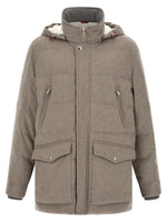 Beige Solid Hooded Jacket 1