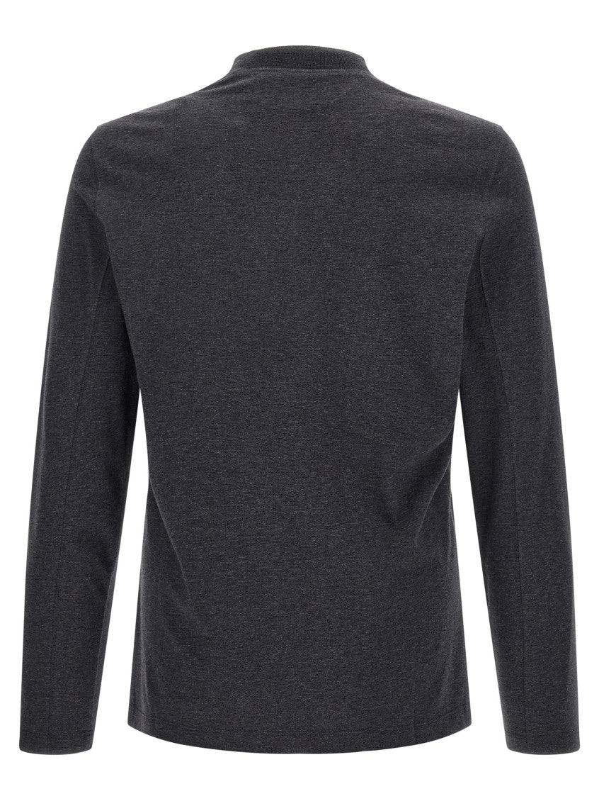 Grey Solid Mock Collar T-Shirt 2