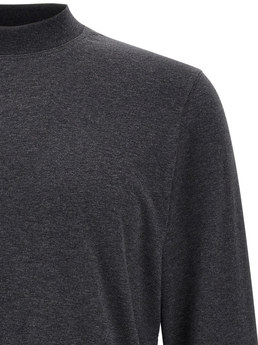 Grey Solid Mock Collar T-Shirt 3