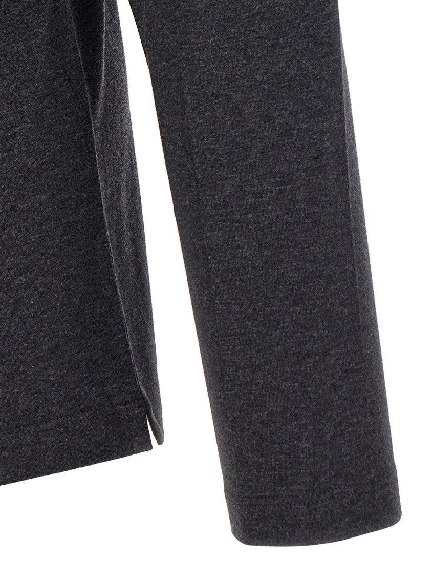 Grey Solid Mock Collar T-Shirt 4