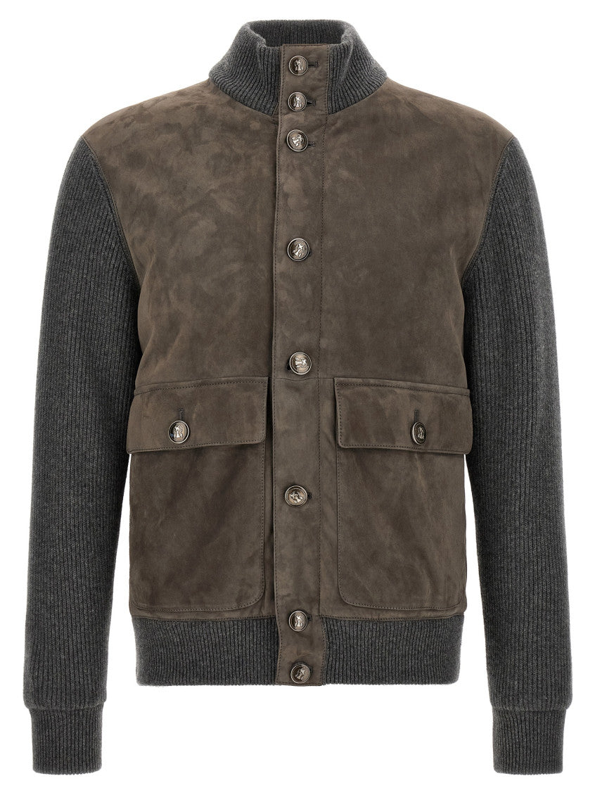 Grey Solid Mock Collar Jacket 1