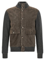 Grey Solid Mock Collar Jacket 1