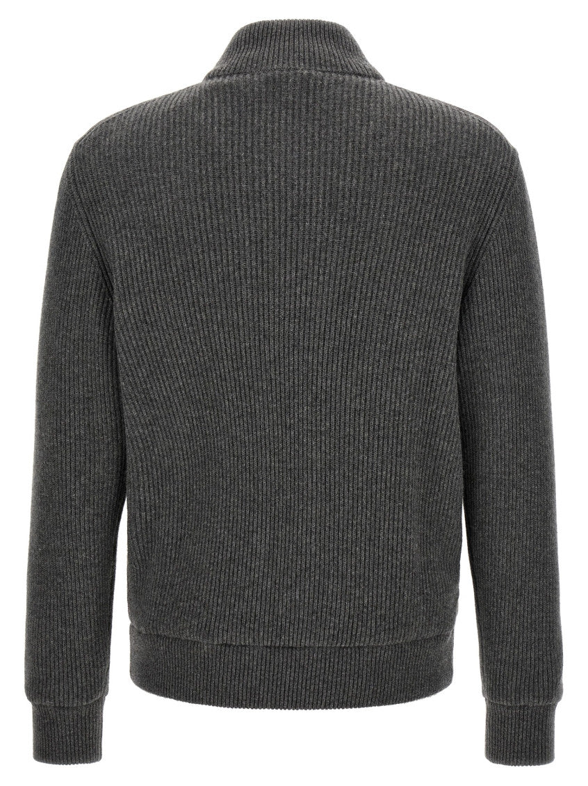 Grey Solid Mock Collar Jacket 2