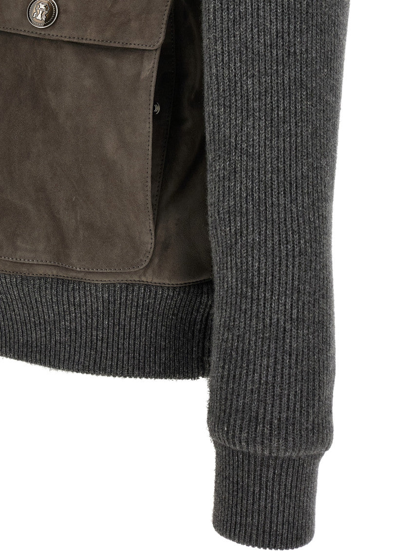 Grey Solid Mock Collar Jacket 4