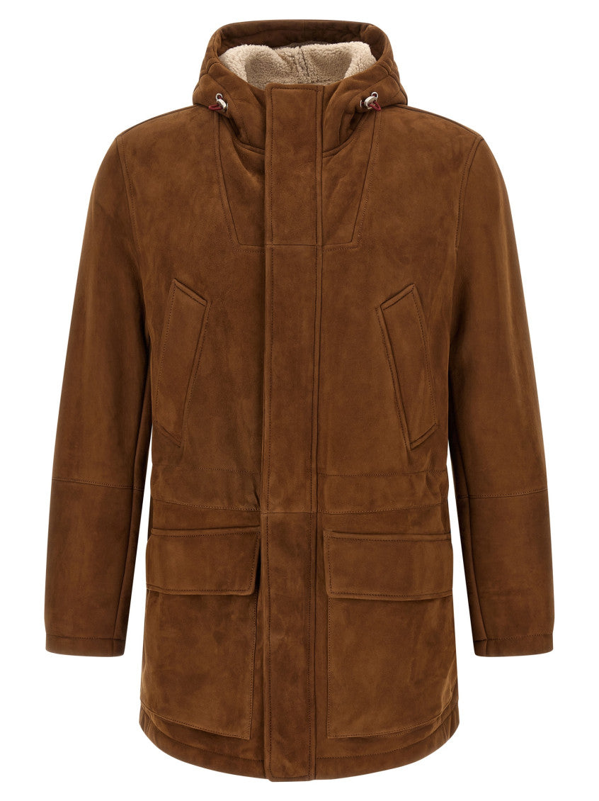 Brown Solid Hooded Jacket 1