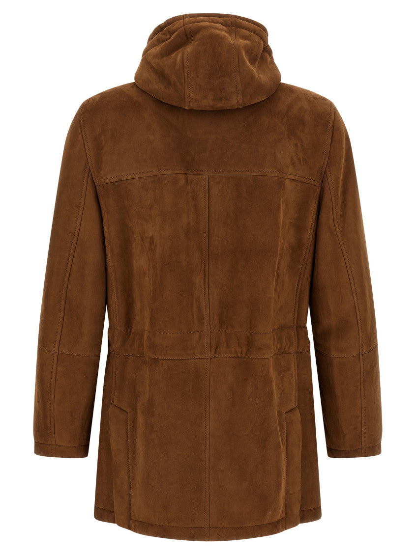 Brown Solid Hooded Jacket 2