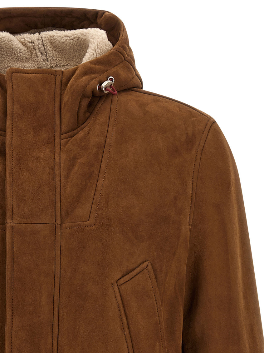 Brown Solid Hooded Jacket 3