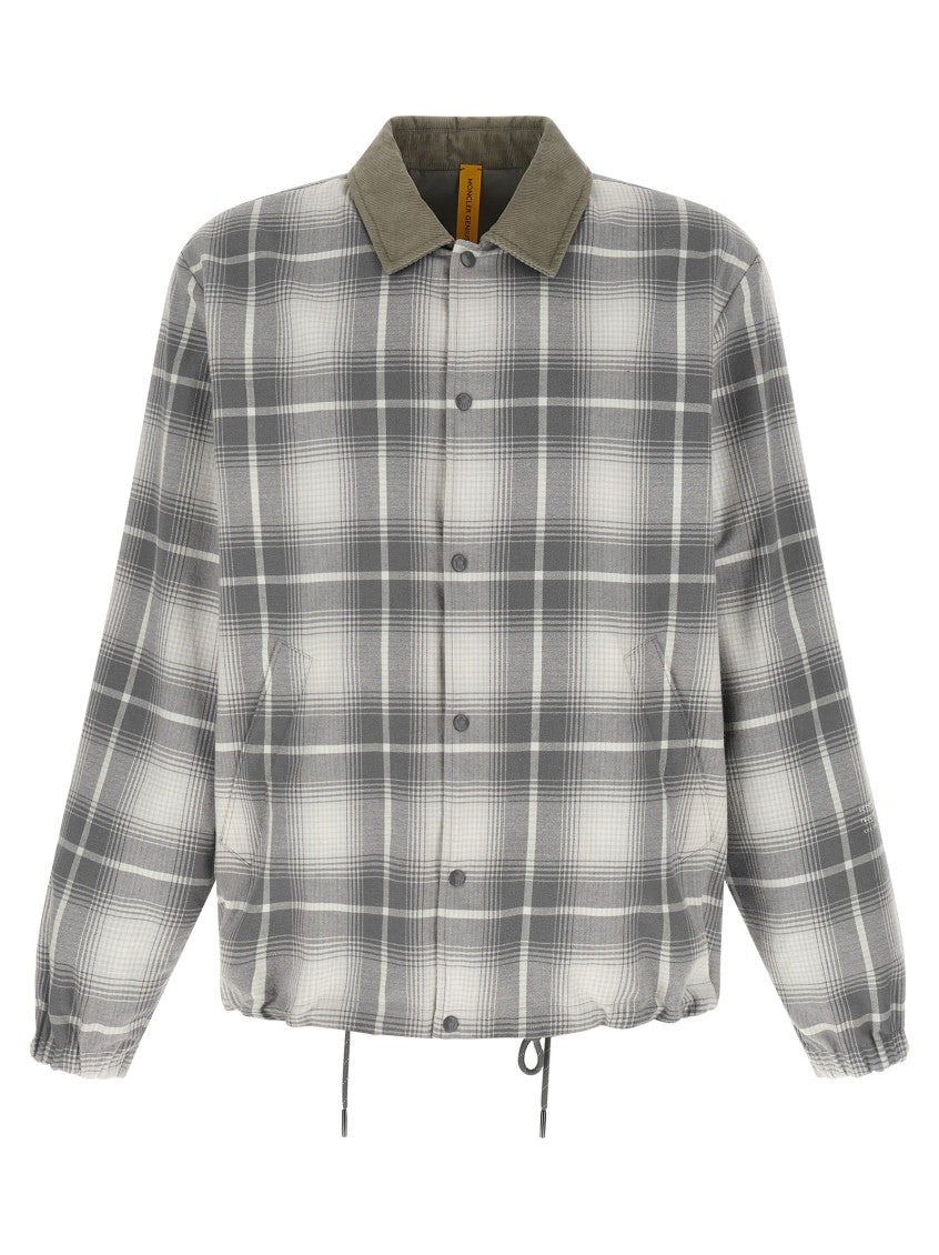 Grey Plaid Shirt Collar Jacket 1