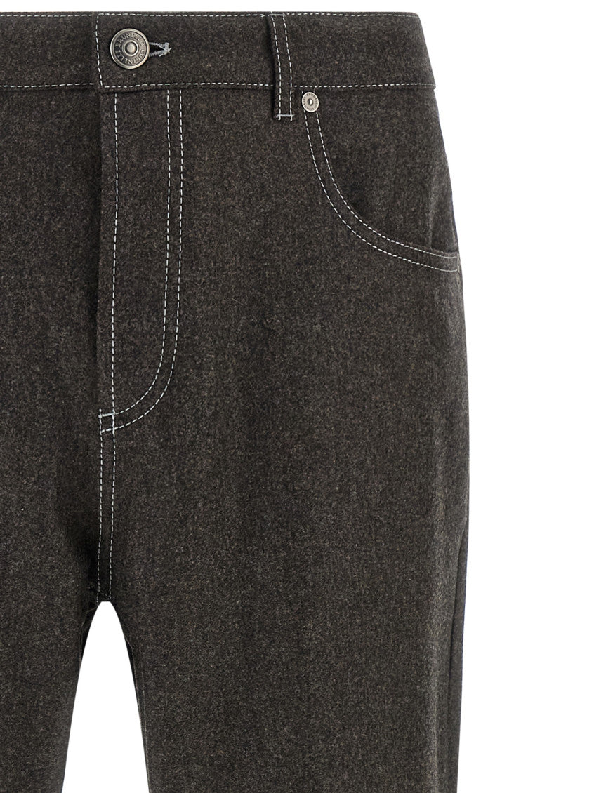 Grey Straight Wool Pants 3