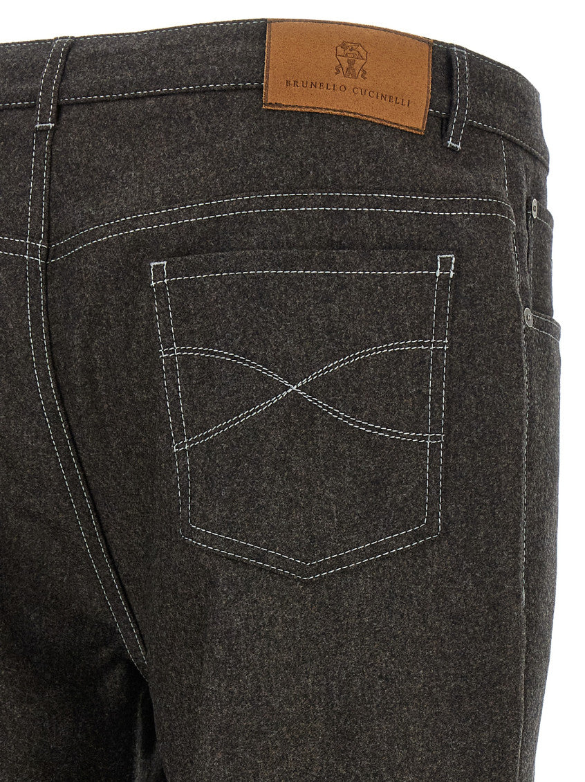 Grey Straight Wool Pants 4