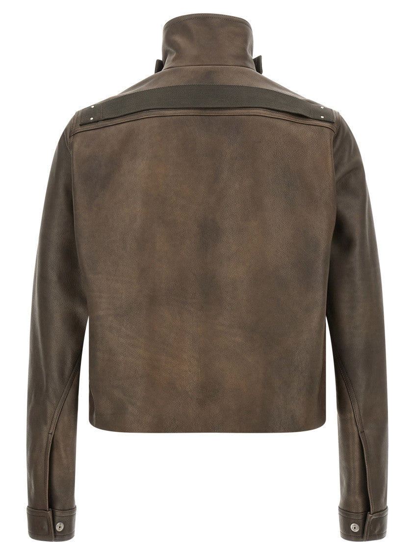 Brown Solid Mock Collar Jacket 2